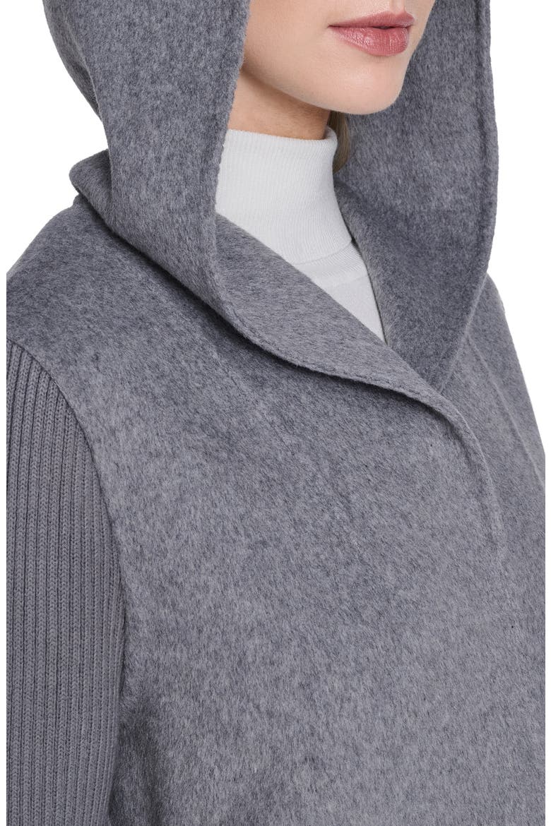 Double Face Wool Blend Hooded Coat, Alternate, color, GREY