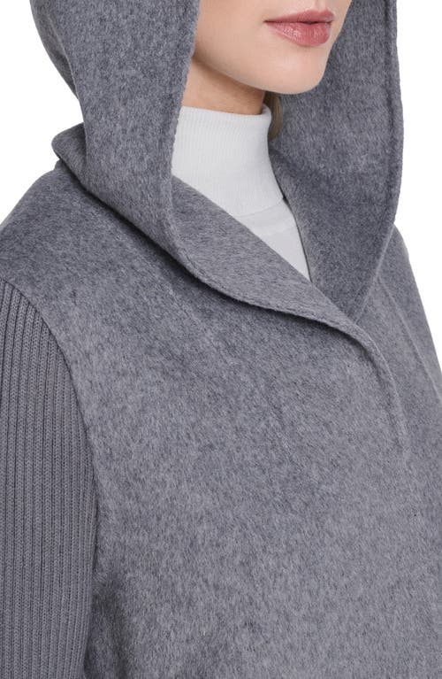 Kenneth Cole New York Double Face Wool Blend Hooded Coat In Gray