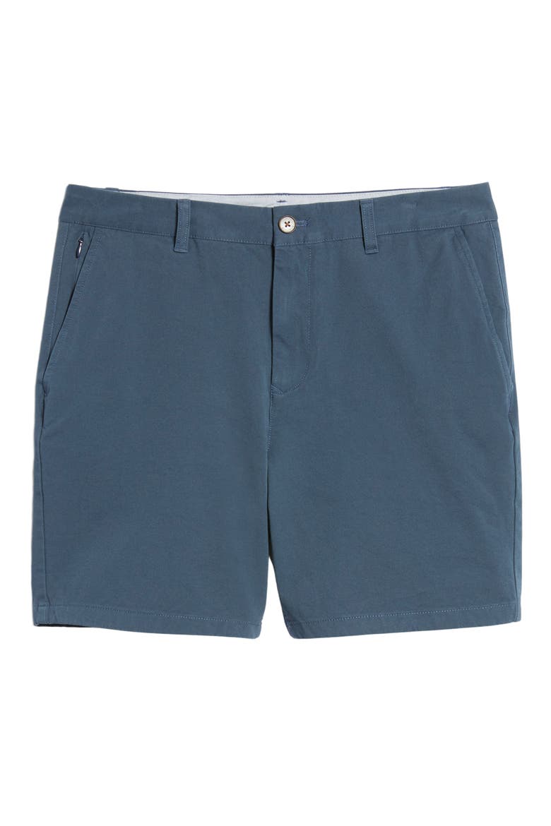 Washed Stretch Cotton Chino Shorts, Alternate, color, STEELY