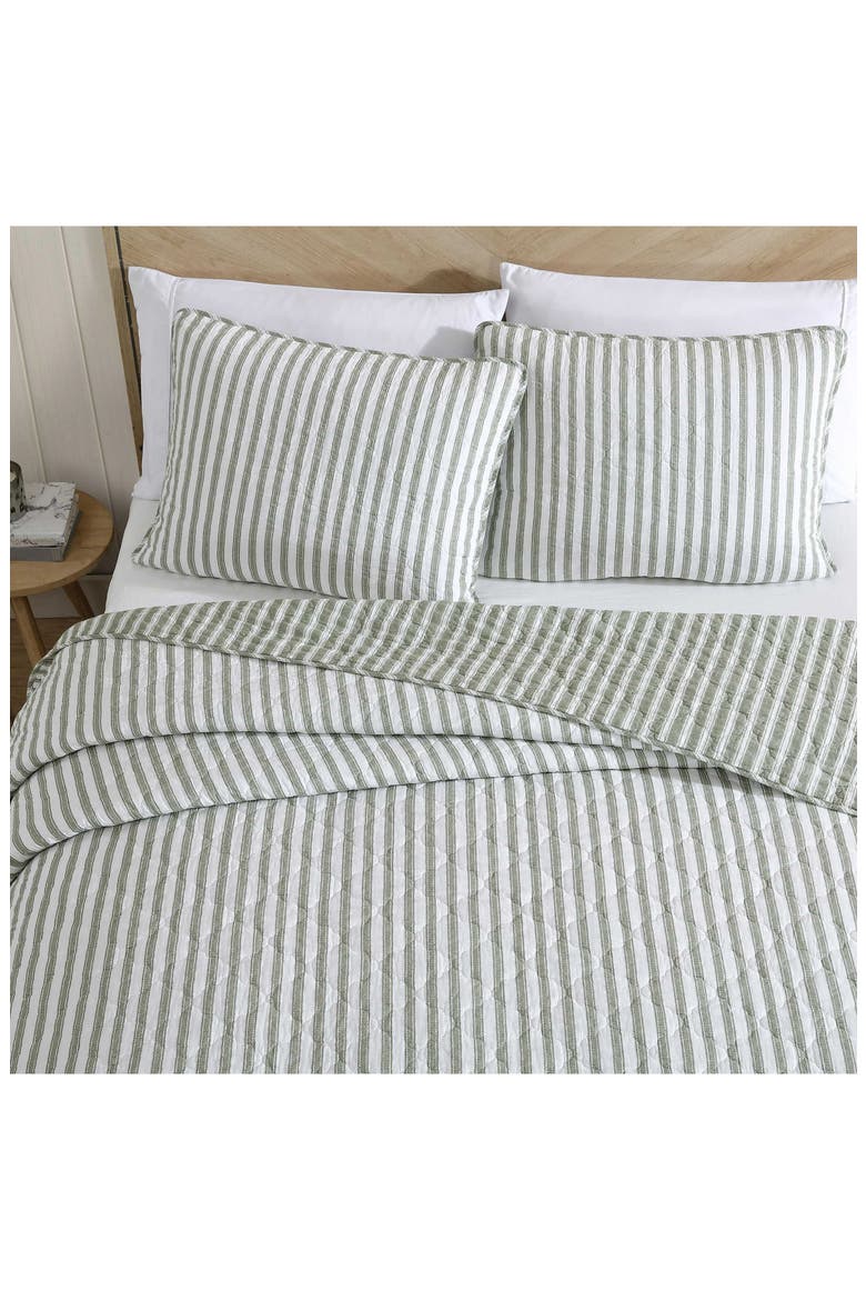 Willow Way Ticking Stripe Quilt & Sham Set, Alternate, color, LT-PASTEL GREEN