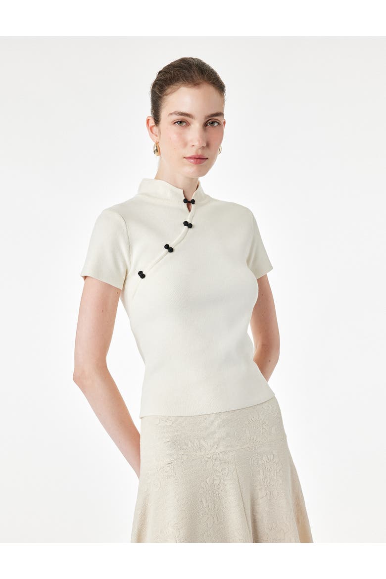 Knit Qipao Top, Main, color, cream