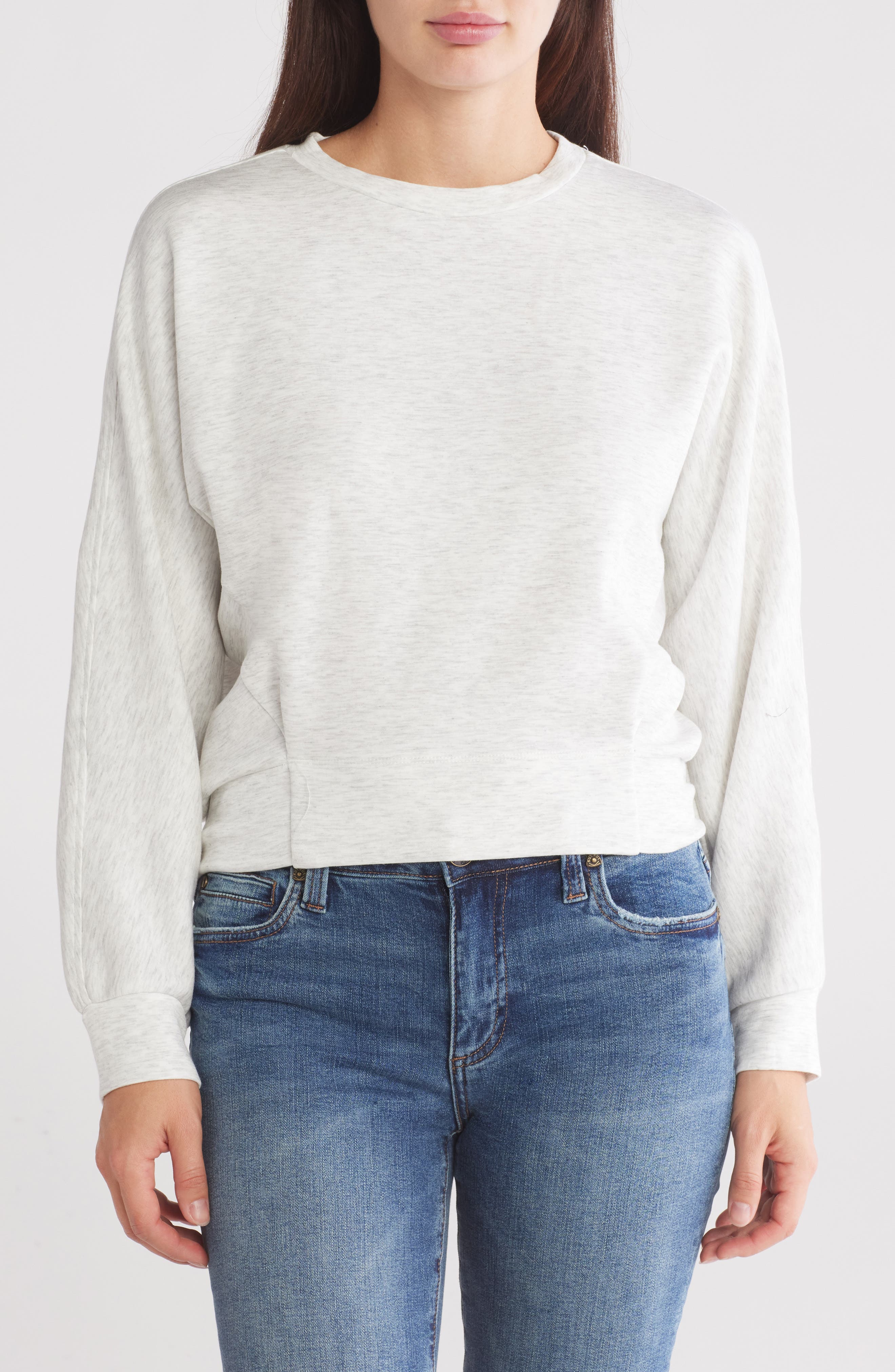 MELLODAY Cinched Side Crop Sweatshirt | Nordstromrack