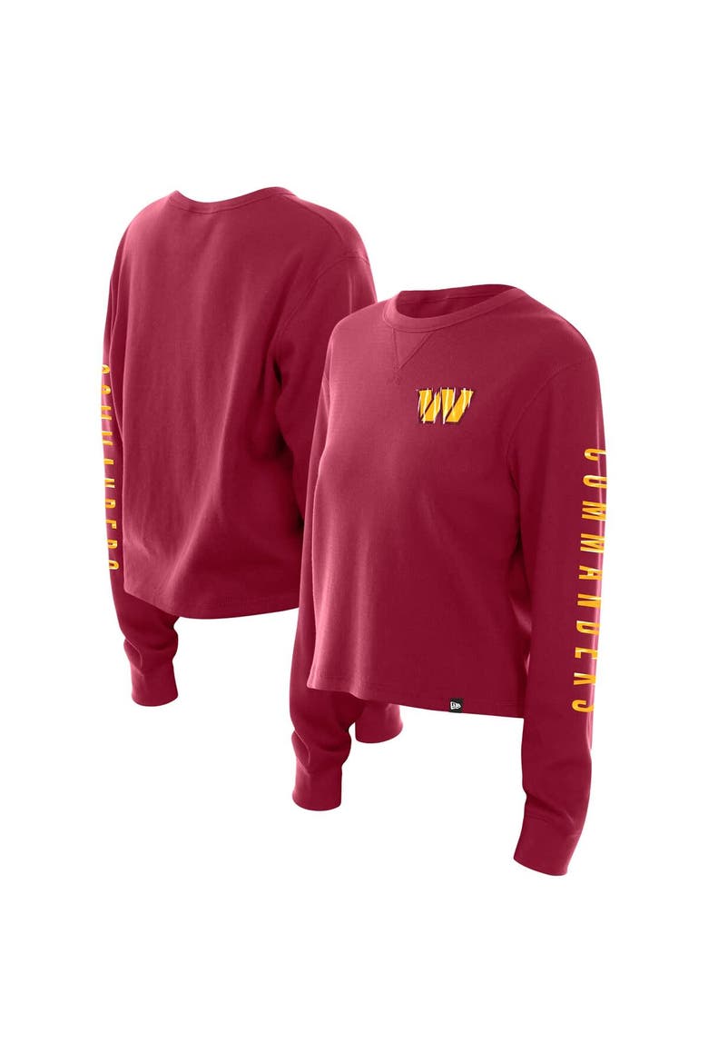 Women's New Era  Burgundy Washington Commanders Sport Night Thermal Long Sleeve Cropped T-Shirt, Main, color, Burgundy