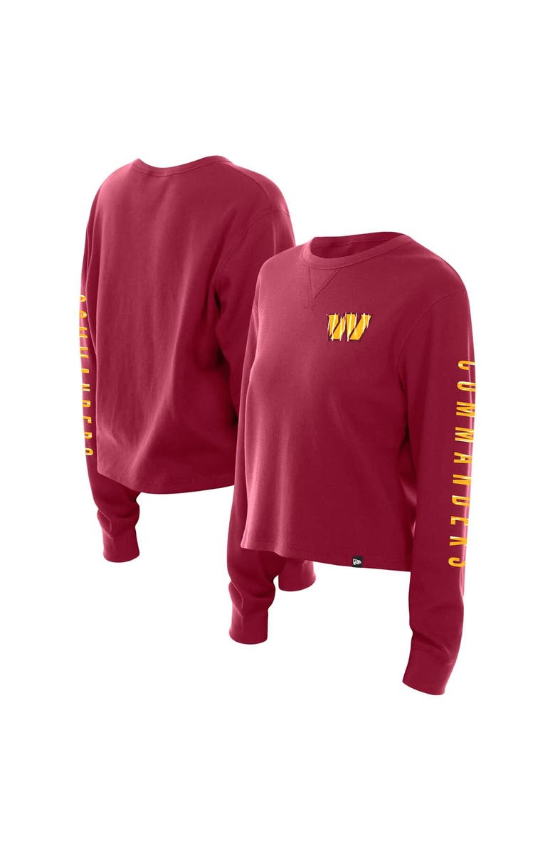 New Era Women's New Era Burgundy Washington Commanders Sport Night Thermal Long Sleeve Cropped T-Shirt, Main, color, Burgundy