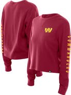New Era Women's New Era Burgundy Washington Commanders Sport Night Thermal Long Sleeve Cropped T-Shirt