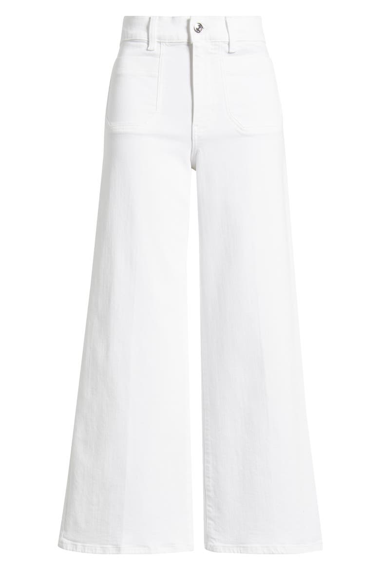 Le Pixie Slim Palazzo Patch Pocket High Waist Wide Leg Jeans, Alternate, color, WHITE