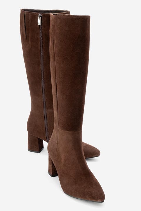 Sejas Leather Block Heel Knee-High Boot