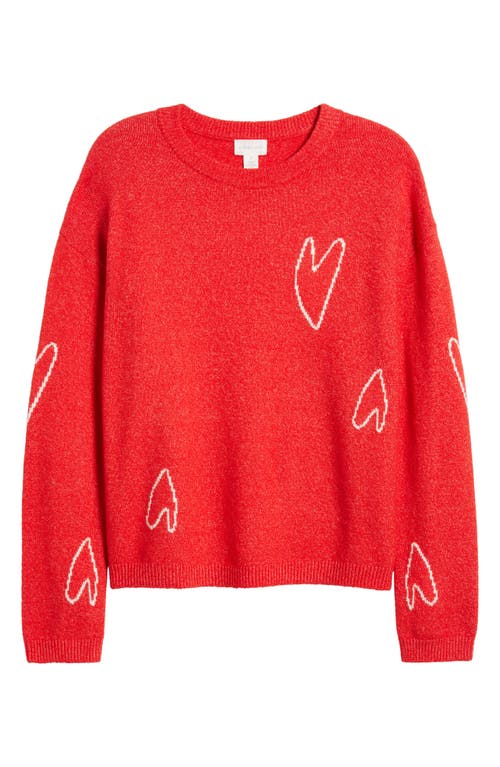 CASLON CASLON® JACQUARD HEARTS COTTON BLEND SWEATER