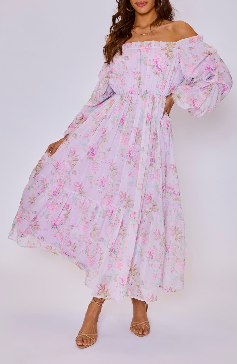 VICI Collection Meadow Floral Off the Shoulder Long Sleeve Maxi Dress, Alternate, color, 