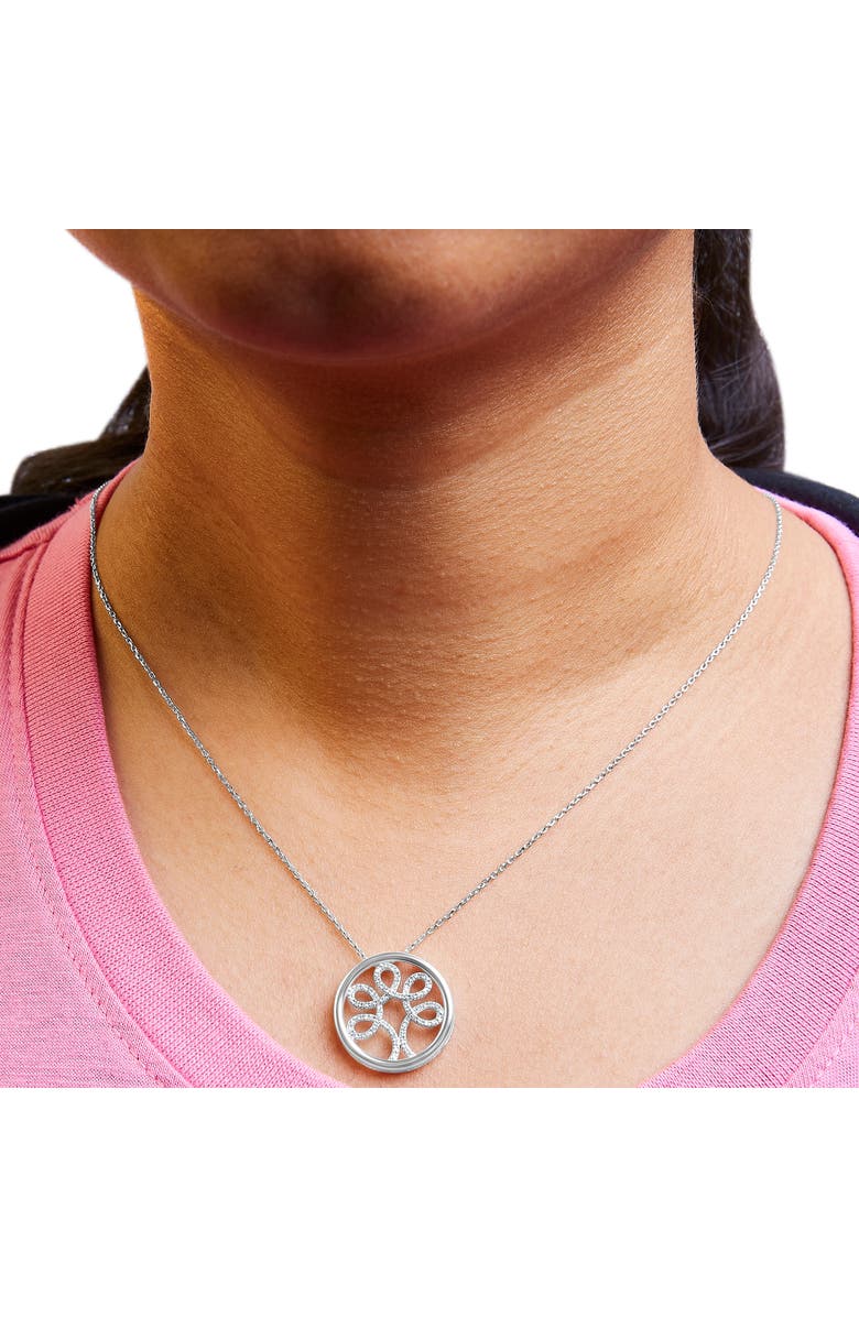 Haus of Brilliance Silver 1/10 Cttw Diamond Tree of Life Pendant Necklace, Alternate, color, White