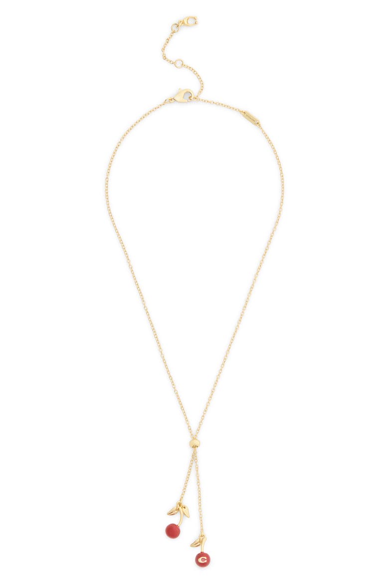 Cherry Bolo Necklace, Alternate, color, RED/ GOLD