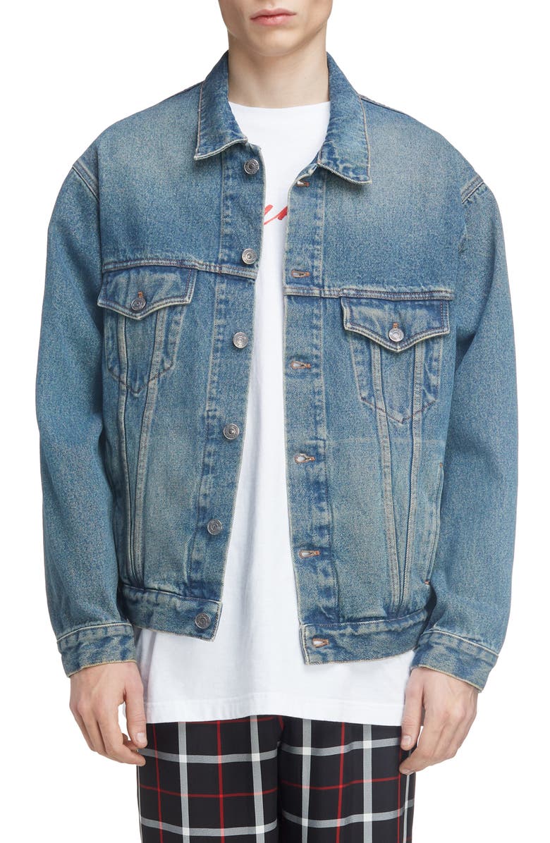 Balenciaga Big Fit Denim Trucker Jacket, Main, color,