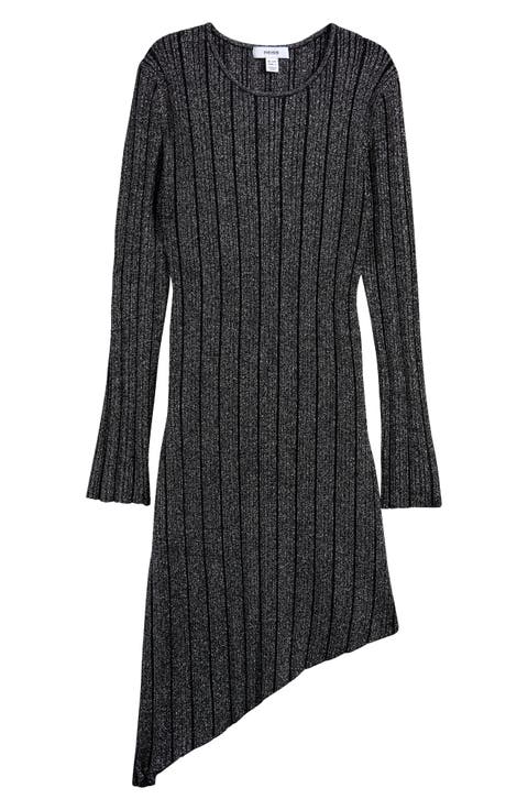 Kids' Jayden Sr. Metallic Long Sleeve Asymmetric Hem Dress (Big Kid)