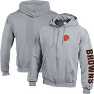 Champion Men's Champion Heather Gray Cleveland Browns Powerblend Fleece Full-Zip Hoodie