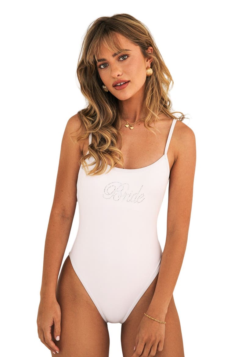 Star Scoop Neckline One Piece, Main, color, White