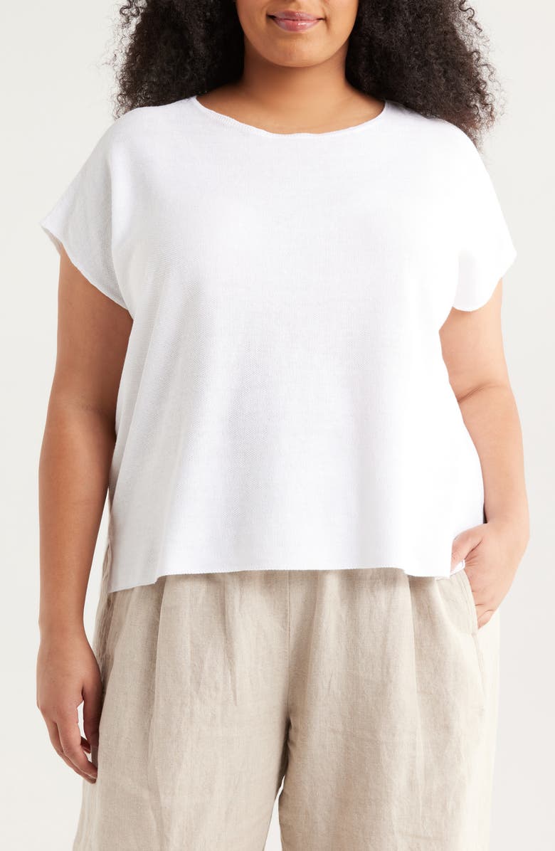 Eileen Fisher Crewneck Organic Cotton & Organic Linen Sweater, Main, color, 