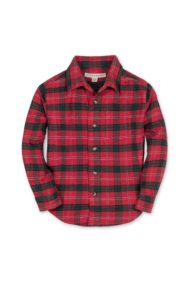Kids' Organic Long Sleeve Flannel Button Down Shirt, Main, color, London Plaid