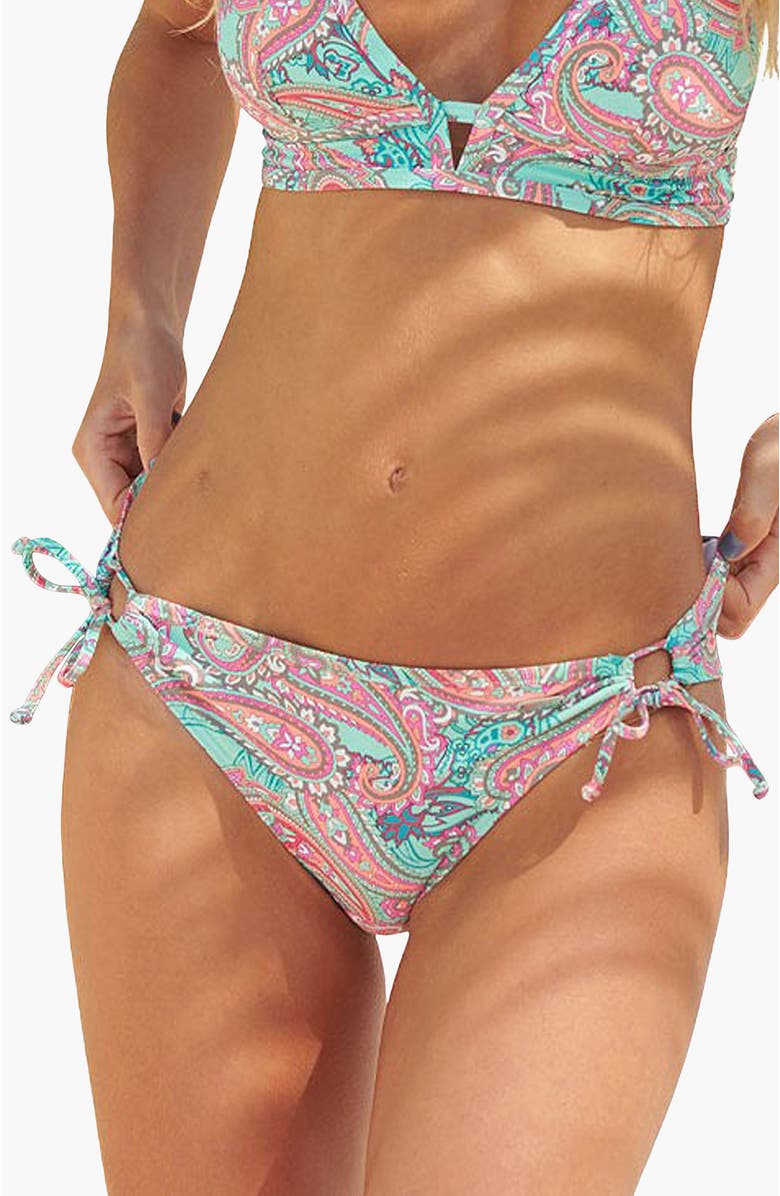 LASCANA Women's Paisley Print Bikini Bottom, Main, color, Mint Printed