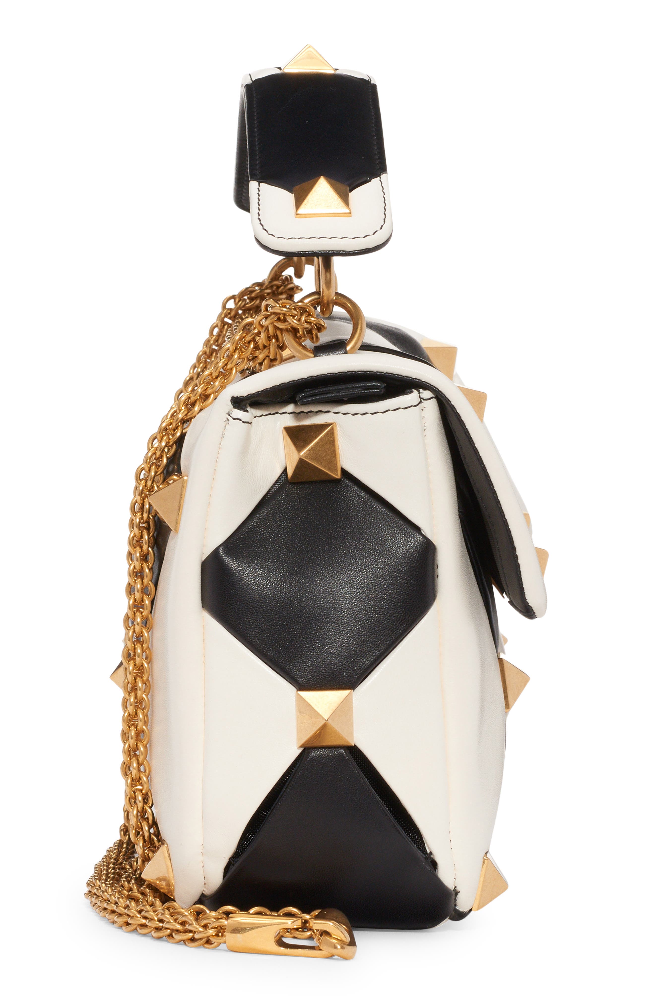 Valentino Garavani Large Roman Stud Carving Lambskin Top Handle Bag, Alternate, color, 