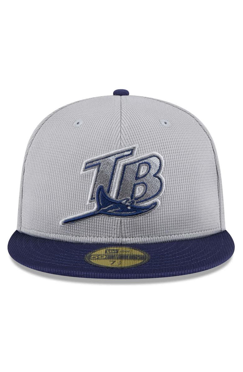 New Era Men's New Era Gray/Navy Tampa Bay Rays 2025 Batting Practice 59FIFTY Fitted Hat, Alternate, color, Gray