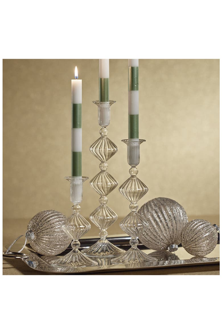 Zyrandol Set of 2 Glass Taper Candleholders, Alternate, color, CLEAR