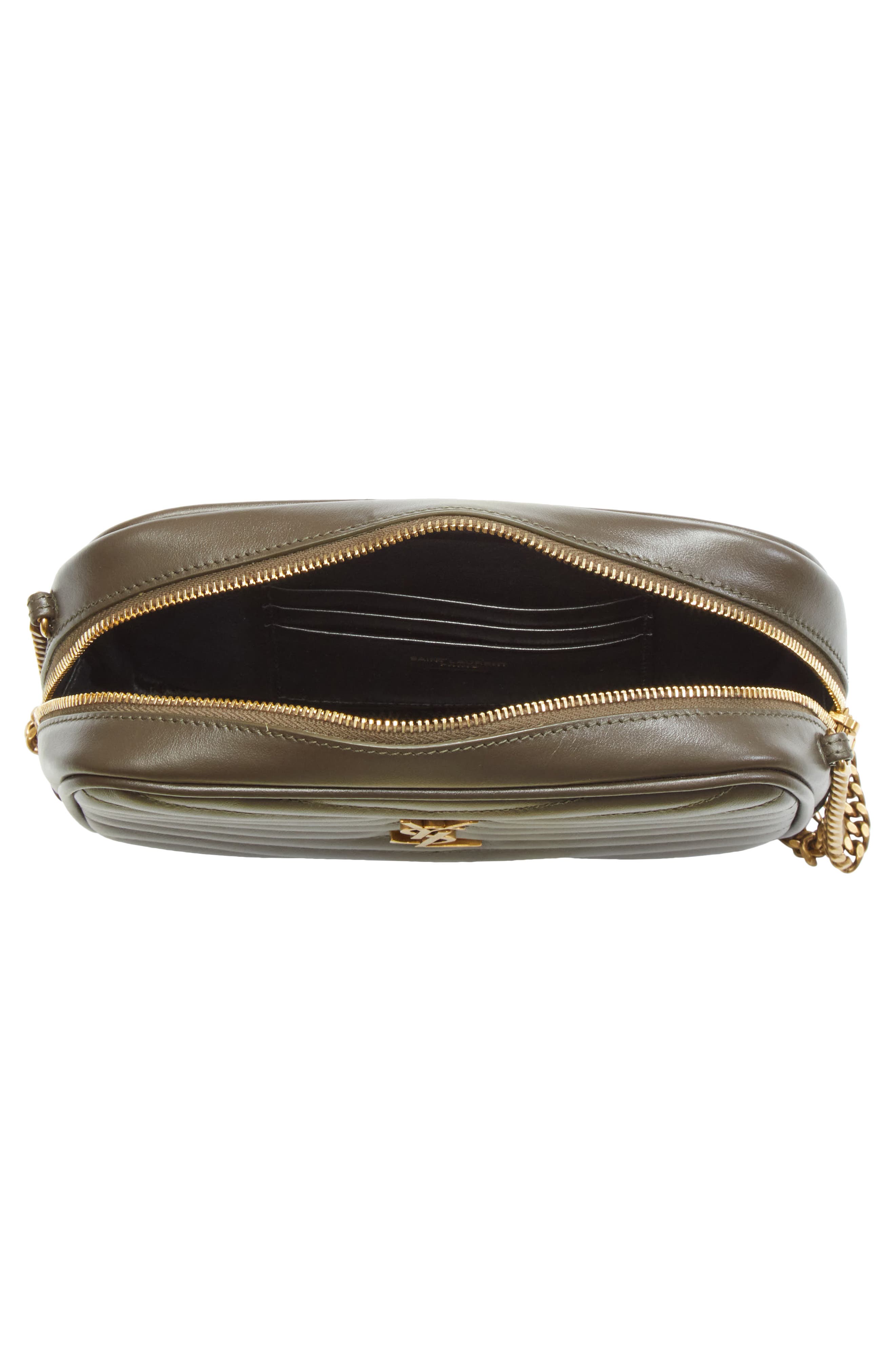 Saint Laurent Mini Lou Matelassé Leather Camera Bag, Alternate, color, Light Musk