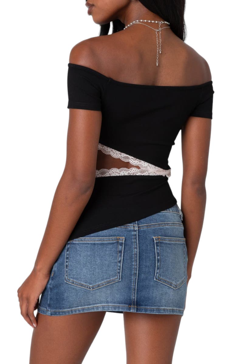 EDIKTED Annaise Off the Shoulder Cutout T-Shirt, Alternate, color, 