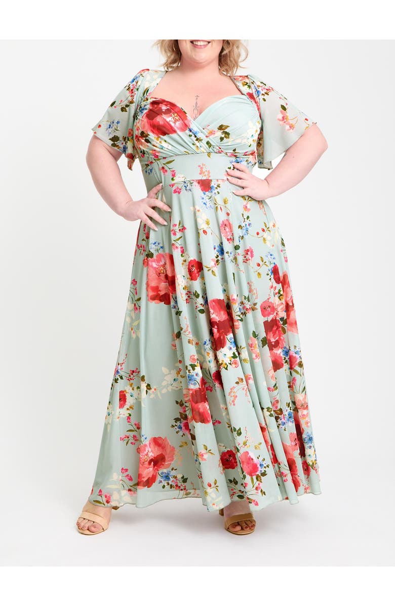 Scarlett & Jo Kemi Bolero Wrap Bodice Maxi Gown, Alternate, color, Silver Pink