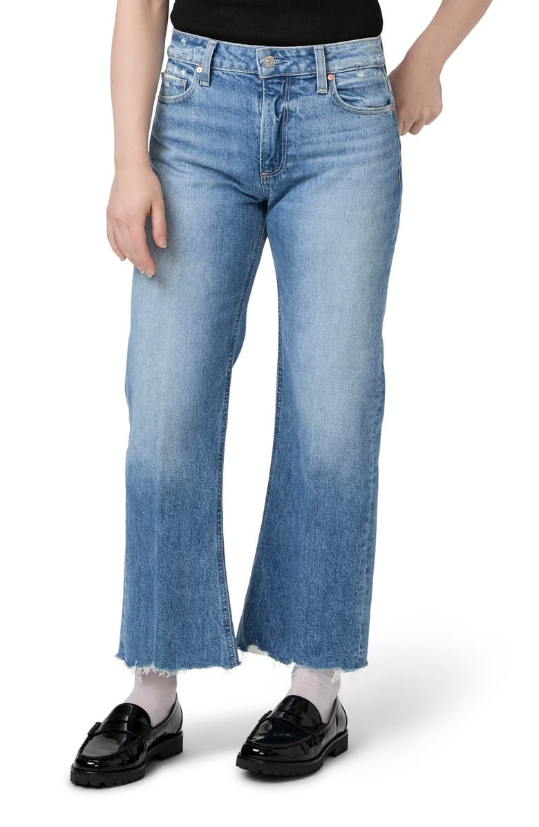 PAIGE Leenah Raw Hem High Waist Ankle Wide Leg Jeans, Main, color, 
