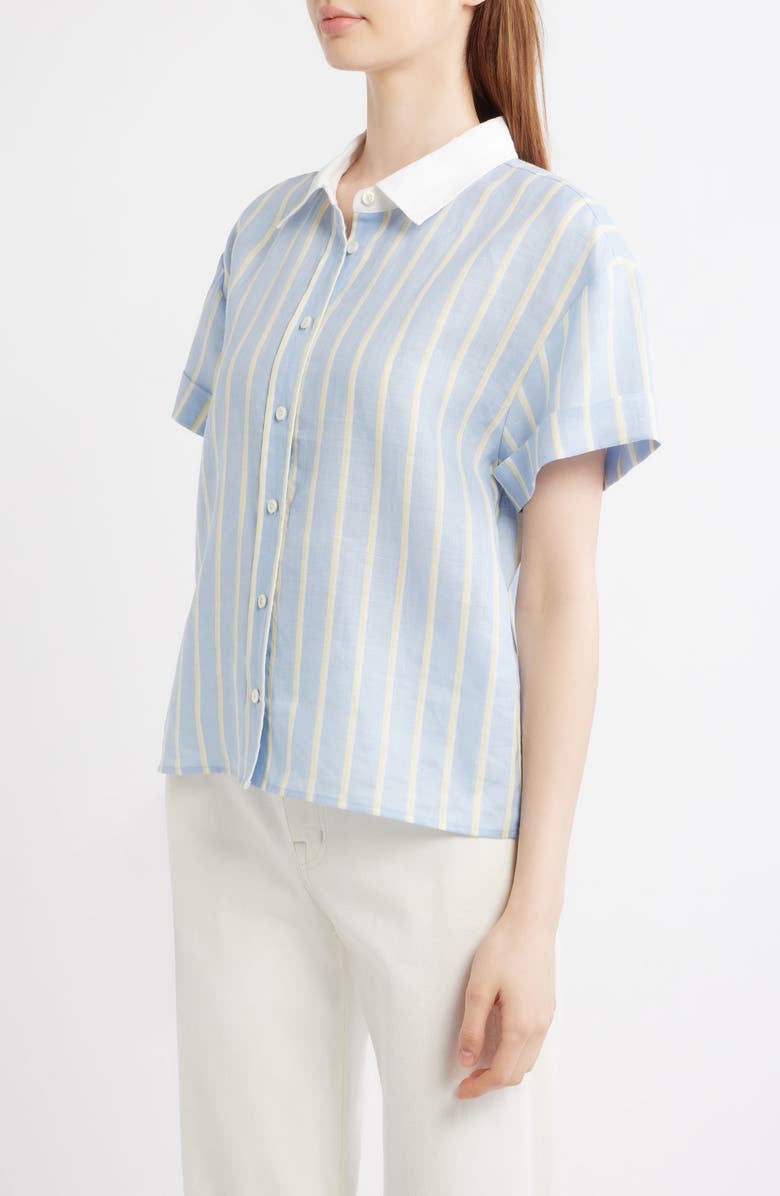 FRAME The Linen Boardwalk Button-Up Shirt, Alternate, color, Chambray Blue Multi