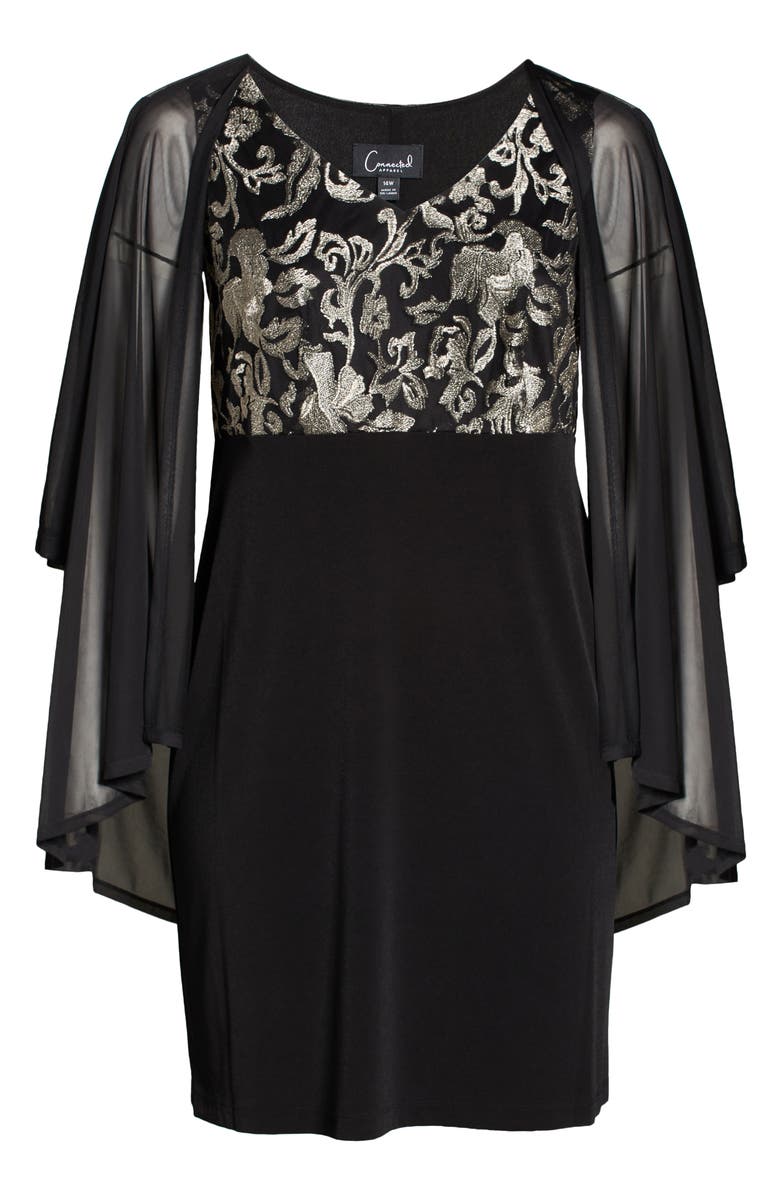 Connected Apparel Sheath Dress & Jacket Set, Alternate, color, Black/ Gold