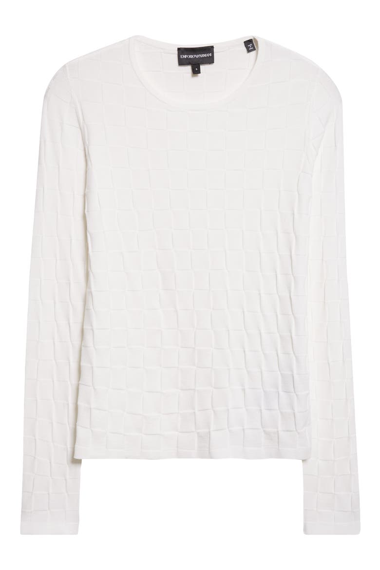 Checkered Sweater, Alternate, color, SOLID WHITE