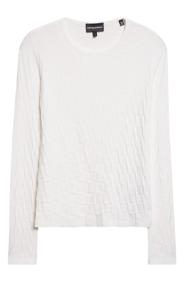 Emporio Armani Checkered Sweater, Alternate, color, Solid White