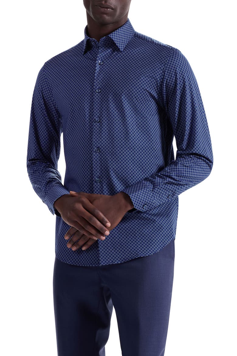 Jules OoohCotton® Geo Print Button-Down Shirt, Main, color, NAVY