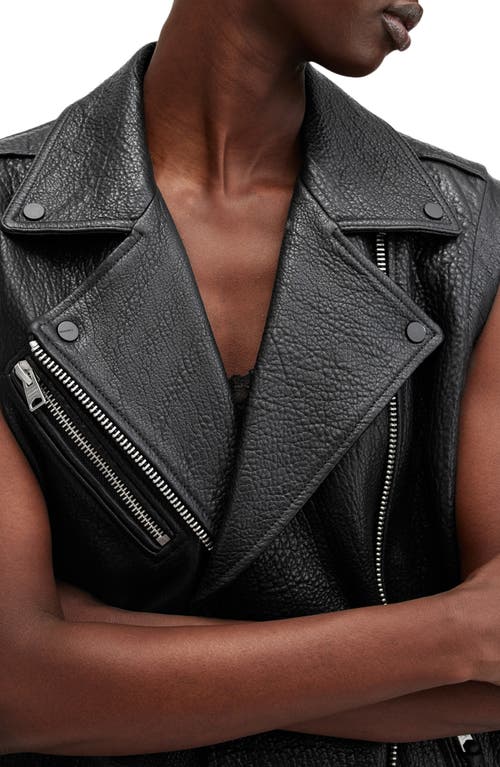 Allsaints Billie Leather Biker Vest In Black