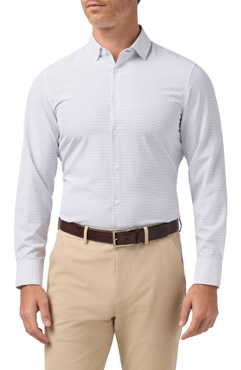 Mizzen+Main Leeward Trim Fit Diamond Print Performance Button-Up Shirt, Main, color, 