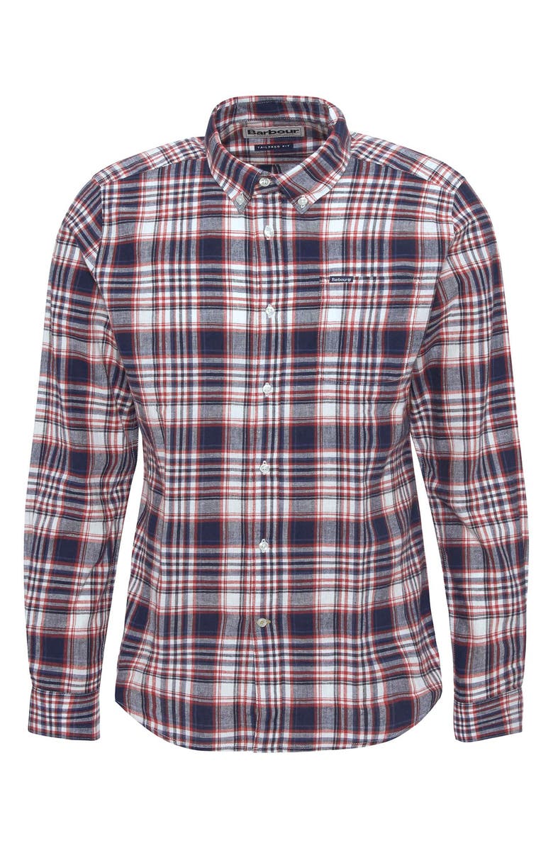 Barbour Bridgeport Tailored Fit Plaid Linen & Cotton Button-Down Shirt, Alternate, color, 
