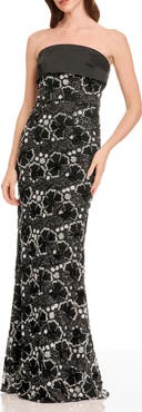 Dress the Population Shay Beaded Floral Strapless Dress