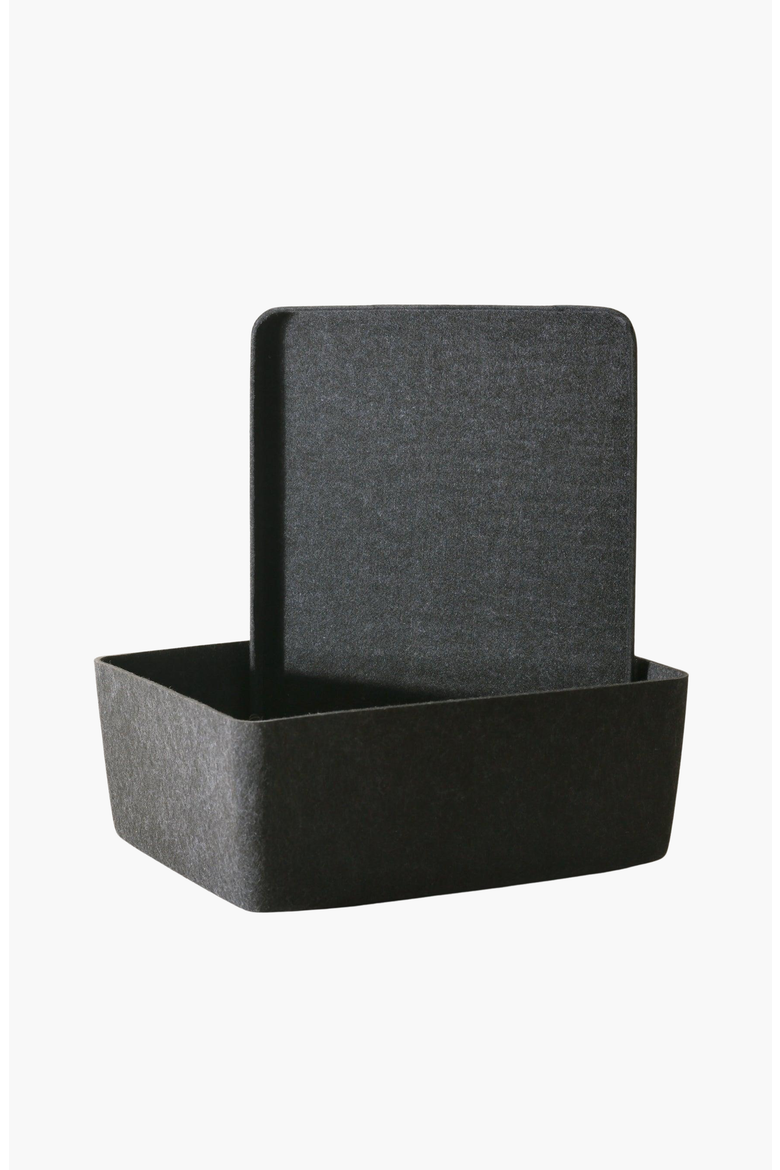 The Sculpted Bin - Large with Lid, Alternate, color, Carbon