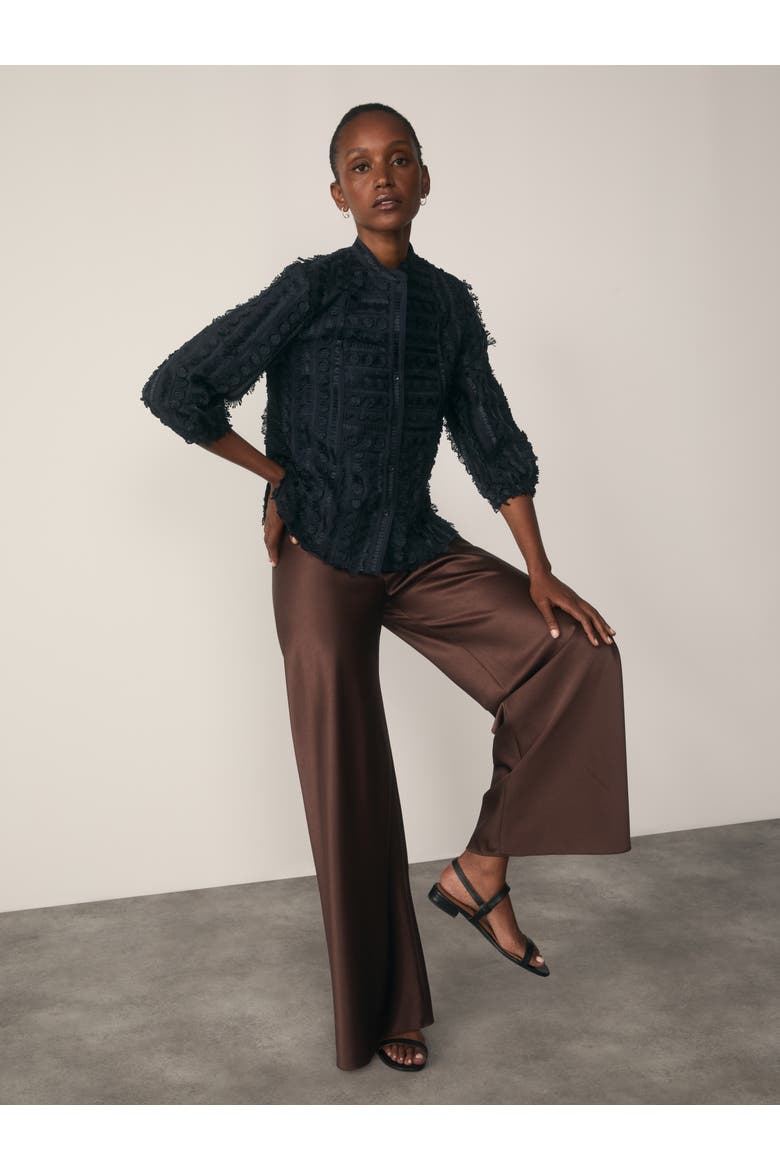 Nola Mandarin Collar Blouse, Alternate, color, Navy