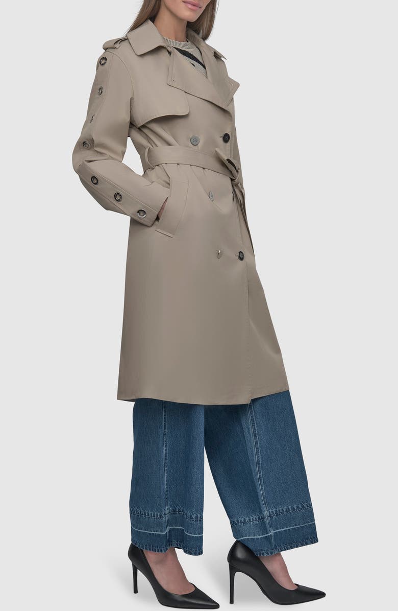 DKNY Grommet Sleeve Trench Coat, Alternate, color, Pebble