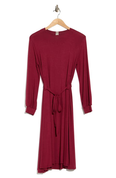 Long Sleeve Belted Dress
