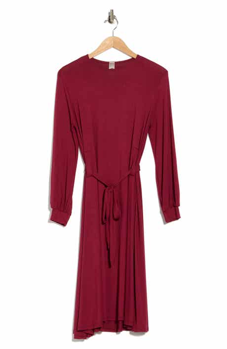 Long Sleeve Belted Dress