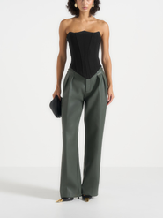 Manière De Voir Julie Leather Twin Pleat Trousers