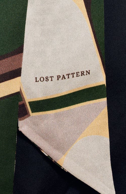 Lost Pattern Modular Skinny Silk Scarf In Green