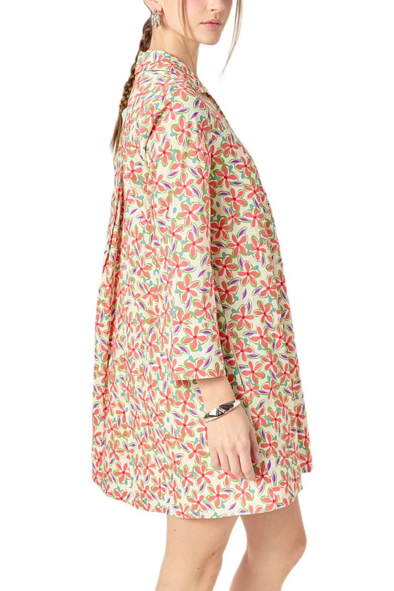 Floral Johnny Collar Cotton Trapeze Dress, Alternate, color, CREAM MULTI