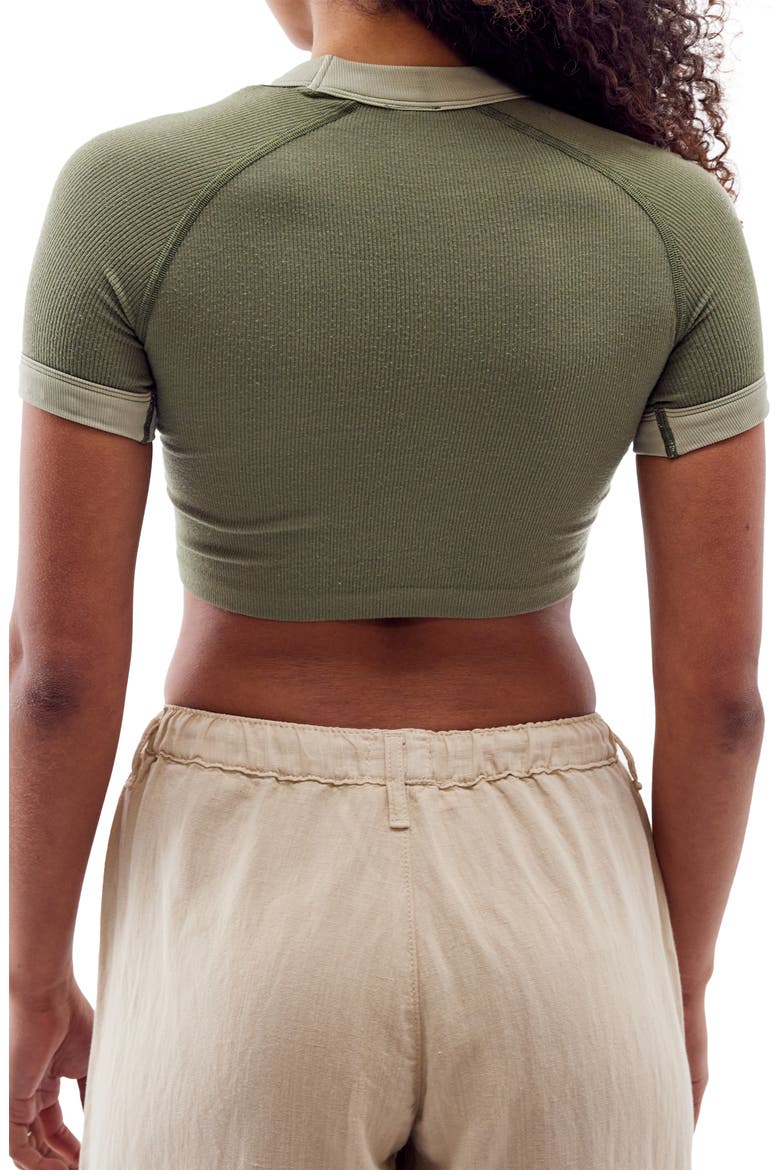 Rib Ringer Crop T-Shirt, Alternate, color, GREEN