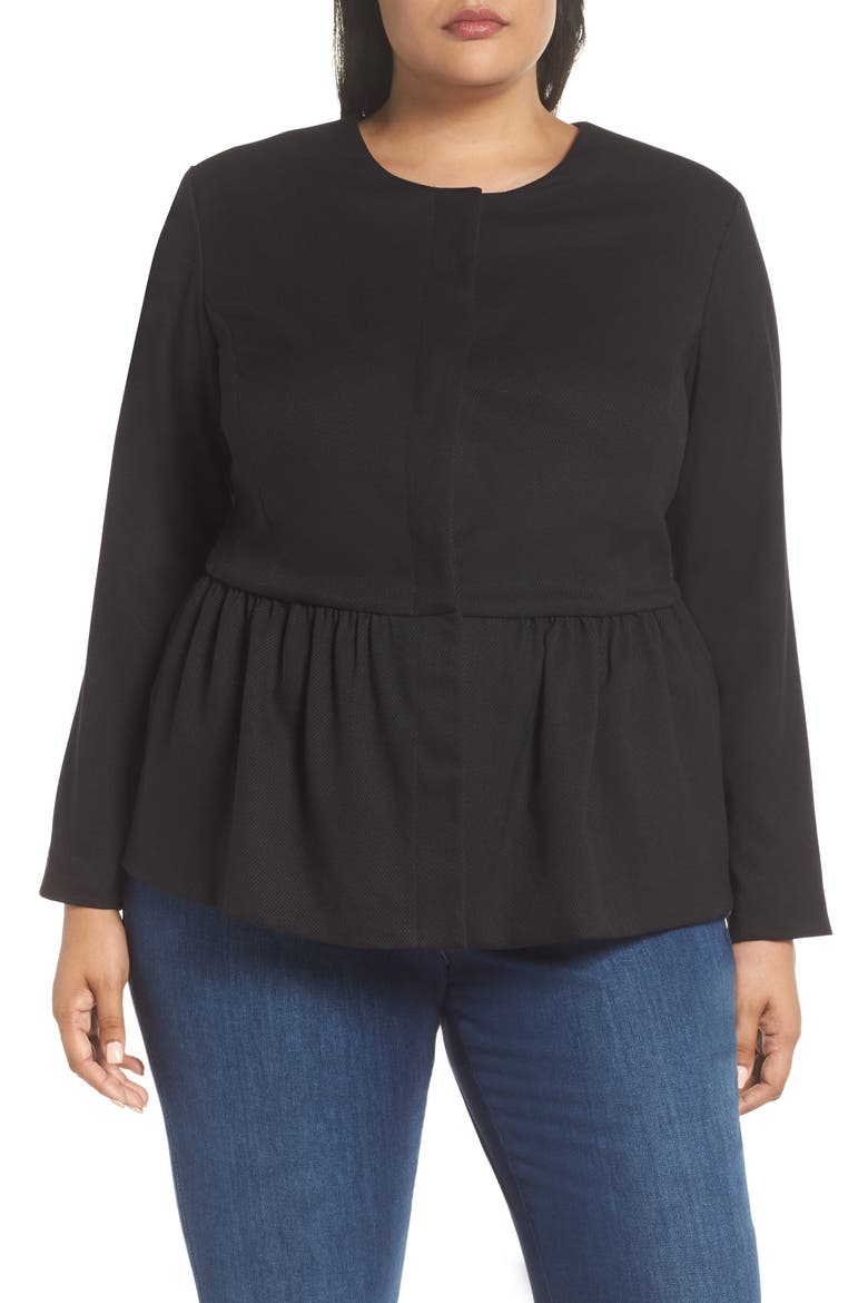 Peplum Jacket, Alternate, color, BLACK