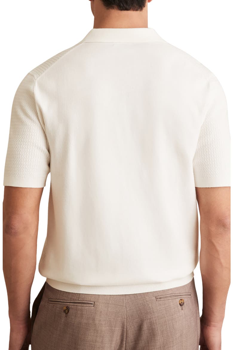 Tyne Textured Johnny Collar Polo Sweater, Alternate, color, WHITE