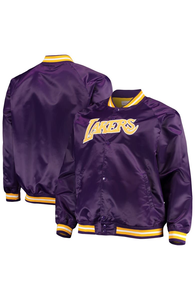 Mitchell & Ness Men's Mitchell & Ness Purple Los Angeles Lakers Big & Tall Hardwood Classics Raglan Satin Full-Snap Jacket, Main, color, Purple